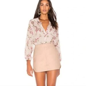 Karina Grimaldi Beige Cream Leather Mini Skirt